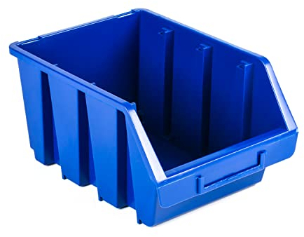 botle Pack of 10 Stackable Sorting Boxes, Storage Boxes, Stacking Boxes, Workshops, Storage Boxes, Blue, 24 x 17 x 12.5 cm, Plastic Boxes