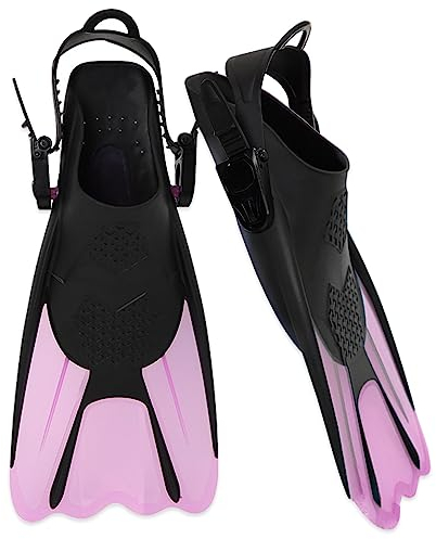 opamoo Palmes de Plongée Palmes Natation avec Bretelles Réglables Palmes Courtes Taille 34-38 Unisexe Palme Snorkeling Mixte Adultes Palmes de Natation pour la Plongée Snorkeling et la Natation (Rose)