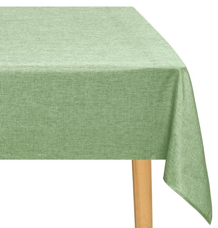JIUZHEN Grün Tischdecke Abwaschbar Tischdecken Leinenoptik für Esszimmer, Garten, Outdoor,Hochzeiten Wasserabweisend Tischtuch Eckig 135X180 cm