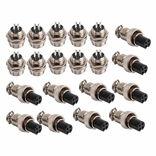 Connecteur Aviation GX12 4 Broches, 10Pcs GX12 4 Pin Connecteur Alimentation Aviation Metal Femelle Aviation Prise Fil Connecteur Mâle Métallique Aviation Fil Connecteur, pour Audio Vidéo