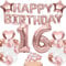 Luftballon 16. Geburtstag Deko Mädchen Roségold, Rosegold Folienballon 16 Jahre Geburtstag, Deko 16 Geburtstag Mädchen, Happy Birthday Banner, Tortendeko für Ballon 16 Geburtstagdeko Mädchen