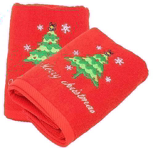 Zerodeko 2 X Weihnachtshandtücher Gästehandtücher Geschirrtücher Weihnachts-Gästehandtücher Dekorative Handtücher Dekorative Badetücher Dekorative Handtücher Reinigungstücher