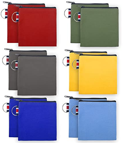 Aspire Lot de 12 Mini Porte-Monnaie en Toile, Petites Pochettes carrées à Fermeture éclair, Portefeuilles Femme 4-1/4 x 4-1/4 Pouces
