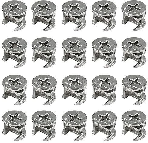 JOCXZI 30Pcs Raccords pour meubles Ferrure à came Alliage de zinc nickelé Raccords pour meubles Raccords excentriques Cam Ø15 x 12mm Raccord d'armoire pour armoire Tiroir Panneaux d'armoire