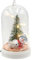 Baumbehang - Anhänger - Glocke mit Schneemann und beleuchteten Tannenbaum, Schneekind mit Mütze und Schal in grau und rot, L/B/H 6 x 6 x 11 cm.
