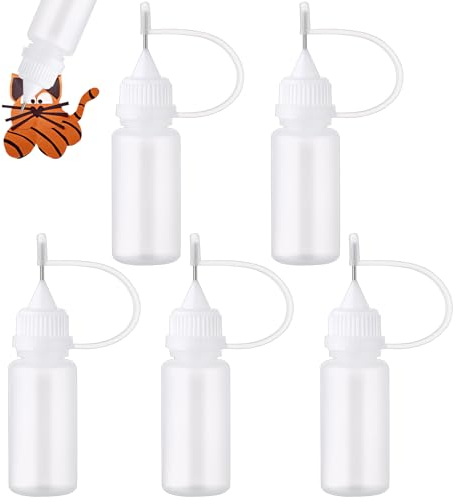 TYVOM Precision Tip Applicator Bottles, 5-Piece Set With Nozzles, Ideal for Hair Oil, Glue Shaker & DIY Crafts