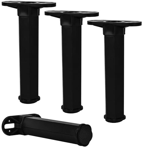TCHOSUZ 5-7 inch / 12-18cm Adjustable Bed Frame Support Legs, Set of 4 Heavy Duty Frame Center Slats Support Leg, DIY Replacement Feet Parts for Home Furniture Decoration Bed Sofa Table Black 4Pcs