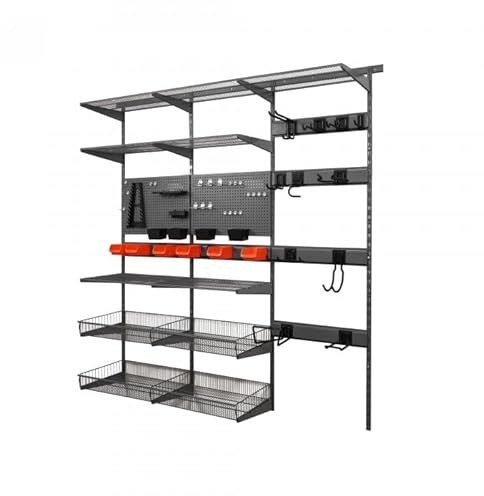 INTEGRI Werkstatt Regalsystem - Werkzeugwand - 200x185x42 cm - Ordnungssystem - Werkzeughalter Wand - Wandregal - Werkstatteinrichtung - Schwerlastregal für Werkzeug mit Sortierboxen, Lochwand Haken