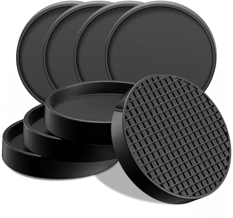64mm Silikon Möbeluntersetzer,Schwarz Möbel untersetzer, 8 Stück Gummi-Möbelpolster, rutschfeste Möbelgreifer, Bett Couch Sofa Möbelfüße,Rollen Möbelstopper, Anti-Rutsch-Stopper, Boden schützt Pads
