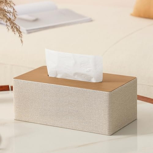 dabinzhijia PU Leder Kosmetiktücher Box, 25×14×10,5cm Taschentücher Box, Tücherbox, Serviettenbox, Taschentuchspender für Badezimmer, Nachttisch, Couchtisch, Büro Schreibtisch