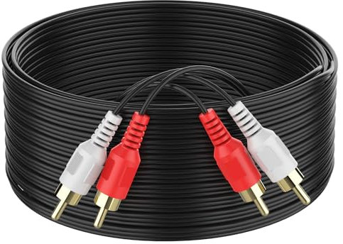 Abireiv RCA Cable 30ft,2RCA M/M Stereo Audio Cable [24K Gold Plated | Copper Core] 2RCA Male to 2RCA Male.for Home Theater, HDTV, Amplifiers, Hi-Fi Systems,Speakers