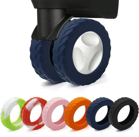 XYOFUN Funda protectora para rueda de compartimento de equipaje, funda de rueda de equipaje de mano de nivel 8, protector de ruedas de reducción de ruido antipolvo y arañazos (azul oscuro, 8)