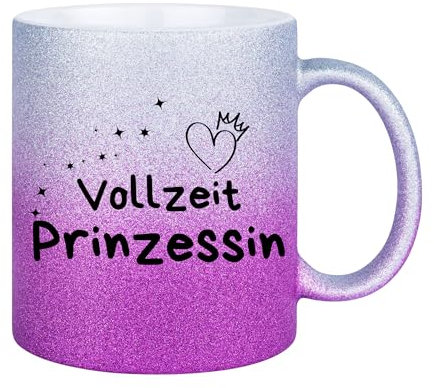 Tasse mit Spruch: Vollzeitprinzessin | Glitzertasse | Geschenkideen Freundin | Tasse Prinzessin | Geschenke für Frauen | lustige Tassen | beste Freundin