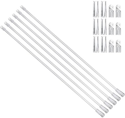 sourcing map 6Pcs 53cm Transparent Blind Wand Replacement Parts with Hook and Grip, Clear Acrylic Window Blind Stick Tilt Rod for Window Opener Accessory