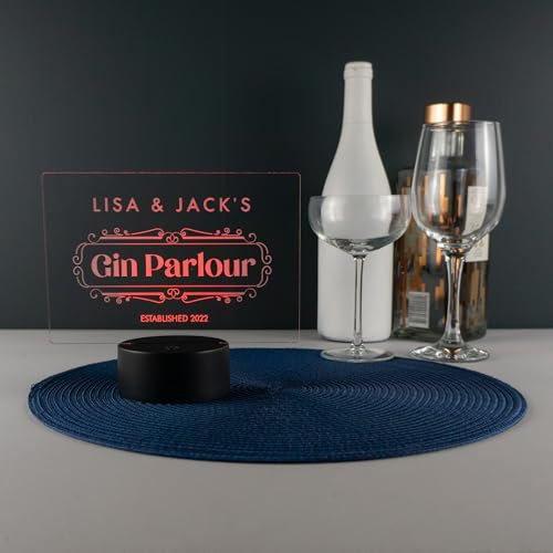 Personalised fathers day Gin Bar Sign. Gin parlour themed multi colour sign for home bar, drinks trolley or shed pub.