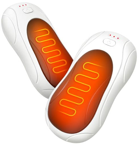 Magnetic Hand Warmers Rechargeable, 2 Pack Hand Warmer Portable Reusable, 6000mAh Electric HandWarmer 3 Levels Heat, Up to 12 hrs, Tech Gifts for Men Women, for Golf Outdoor Skiing (White, pocket)