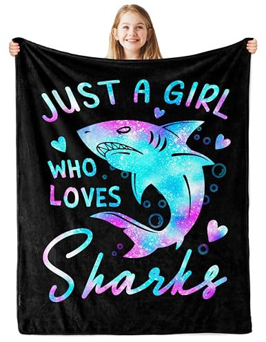 Turelos Hai-Geschenke, Hai-Decke, Hai-Decke für Kinder, Hai-Geschenke für Frauen, Haifisch-Decke, Erwachsene, Hai-Themen-Geschenke, Haifisch-Merch, Geschenke für Hai-Liebhaber, Überwurfdecke, 127 x