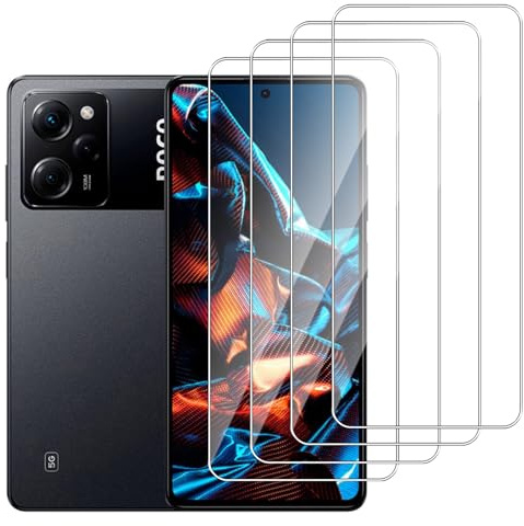 Dlxiks Protector de Pantalla para Xiaomi Poco X5 Pro 5G, Cristal templado Antiarañazos,Dureza 9H, fácil instalación, Sin Burbujas, Antiarañazos, HD Transparente, 4 Unidades