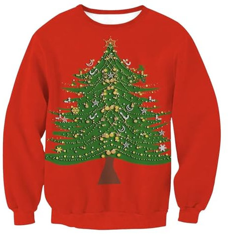 Fannyfuny Weihnachten Pullover Herren Weihnachtsdruck Winter Pullover Warm Weihnachtspullis Strickpullover Weihnachtsbaum Motiv Langarm Tshirt Weihnachtssweater Große Größen Casual Christmas Sweater