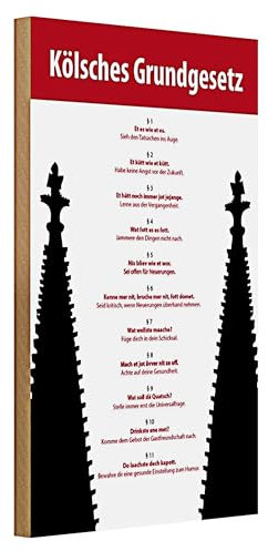 Kölsches Grundgesetz Holzschild | Dekoratives Retro-Schild für Zuhause und Büro | Geeignetes Geschenk für Köln-Liebhaber | 20 cm x 30 cm