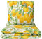 Leonado Vicenti Seersucker Bettwäsche 100% Baumwolle Orangen Design Mediterran 155x220 cm Kissenbezug 80x80 Sommer Bezug Reißverschluss