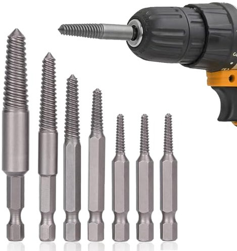 1/4 Hex Shank Easy Out Bolt Extractor Damaged Screw Remover Set, 1#, 2#, 3#, 4#, 5# Sizes, Dual Head Design, High Speed Steel, Screw Extractor Set