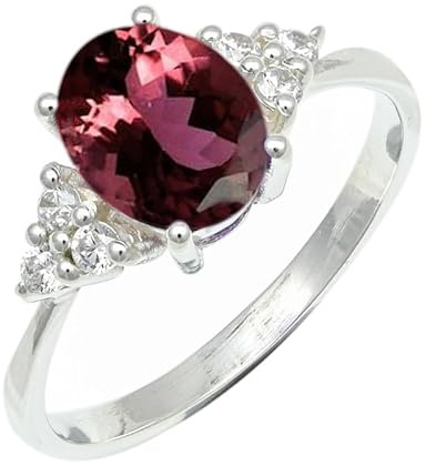 Tourmaline rose cultivée en laboratoire pierre précieuse en Bague de plaquée argent Hommes femmes déclaration cadeau bijoux ERG1246AR_67 (21.3)