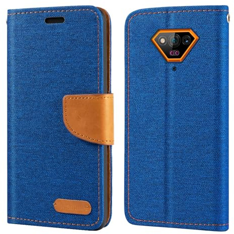 Shantime Geflochtene Lederhülle für Hammer Iron V - Blau | 5.52 Oxford-Gewebe-Wallet-Flip-Cover mit innerer TPU-Schale, integriertem Ständer und Kartenfächern