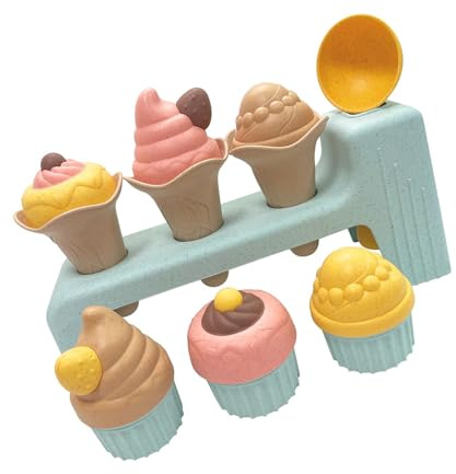 ZIDDAR Natural Wheat Straws Sand Mold Kits Play Toy Ice Cream Simulation Creativity Toy For Toddler Fun Activity Pretend Ice Cream Set