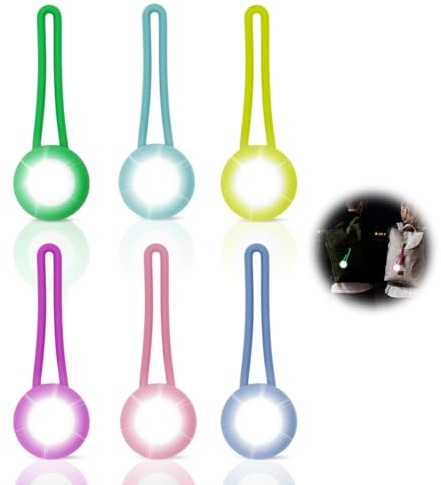 Yuragim LED Blinklicht Schulranzen, 6 Stück LED Reflektoren Kinder Sicherheitslicht Reflektoren Schulranzen, Wasserdichte Sicherheit Licht Leuchtanhänger für Wandern Laufen Joggen Haustier Rucksack