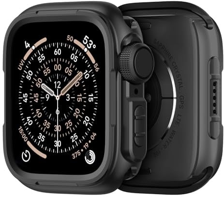 SOLOLUP Metall Schutzhülle Kompatibel mit Apple Watch Hülle 46mm,2 in 1 Robuste Rundum Metal Case mit Rücken Gehäuse für Apple Watch Series 11/10 Schutz iWatch 46mm,Schwarz[Kein Bildschirm][HD]