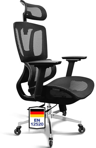 MELOKEA Bürostuhl Ergonomisch, Schreibtischstuhl 4D-Armlehnen, Netzsitze