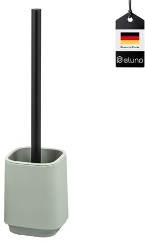 eluno WC-Garnitur VALONA mit Soft-Touch Oberfläche, freistehende WC-Bürste inkl. 1x schwarzer Ersatzbürstenkopf, Moderne Toilettenbürste für Badezimmer, aus robustem Kunststoff in Schwarz (Salbei)