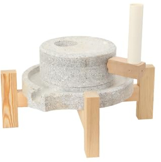 TABODD Handgemachte Steinmühle Mühle, Manuell Steinmahlwerk Gewürzzerkleinerer Small Coffee Grinder mit Holzrahmen, Handgemachte Haushalts-Alte Handmühle für Getreide, Bohnen und Gerste (7.8x11.8in)