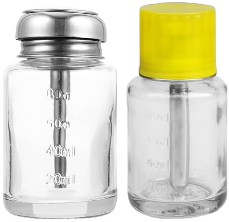 OSALADI Lot de 2 Flacons en Verre 100 Ml pour Dissolvant Vernis à Ongles, Bouteilles Vides Rechargeables Étanches, Distributeurs de Liquide Portables pour Voyage et Maquillage