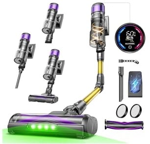 Ultenic Aspiradora sin Cable 55Kpa/55Min, Cepillo Anti-Enredo Mejorado, Aspirador Escoba con Brazo Flexible, Limpieza Ultraprofunda Bajo Muebles sin Agacharse, para Alfombra/Pelo de Mascotas