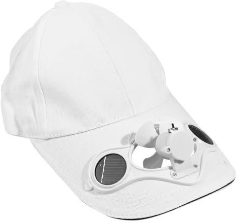 HOMSFOU Casquette Blanche en Coton avec Ventilateur Solaire Rechargeable pour Garçon et Filles, Chapeau de Protection Solaire Chic et Fonction de Refroidissement pour Fête