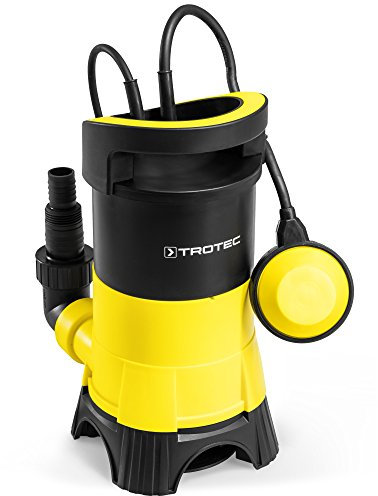 TROTEC Schmutzwasser-Tauchpumpe TWP 4025 E IPX8 Schutzart, 400 W, 25 mm Fremdkörper, 7.500 L h Förderleistung, Trockenlaufschutz für Schwimmbecken Kellerräume Gartenteich Schwarz