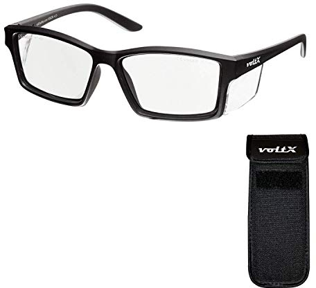 voltX Vision Sicherheitsleser, Vollverglaste Sicherheitsbrille (+1.5 Dioptre, klare Linse) CE EN166ft, beschlagfreie UV400 Linse, Erweiterbarer Sicherheitsbeutel