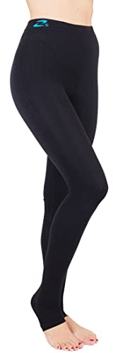 CzSalus Lange Strumpfhose, schlank machende Kompressions-Leggings (25-30 mmHg) Unterstützung Lipödem-Lymphödem POTS (Schwarz, S)