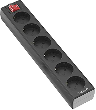 Garza Power - Regleta de 6 enchufes | Sin Cable | con Interruptor | Ladrón múltiple | Protección infatil | Color Negro
