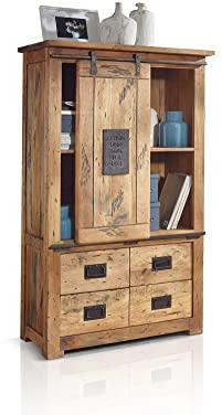 moebel-eins Bristol Highboard I, Material Massivholz, Mango rustikal