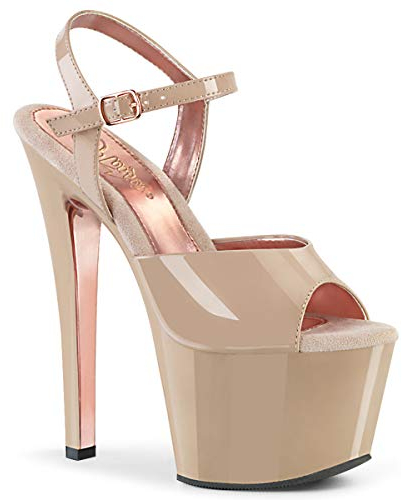 Pleaser Damen SKY-309TT Plateau High Heels Sandalette Lack Nude/Rose Gold 37 EU