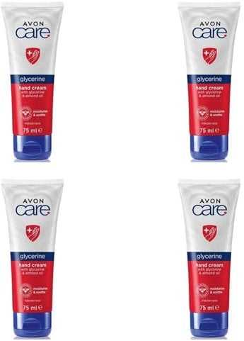 4x Avon Nurturing with Glycerine & Almond Oil Hand & Nail Cream, 75ml (300ml) for dry skin