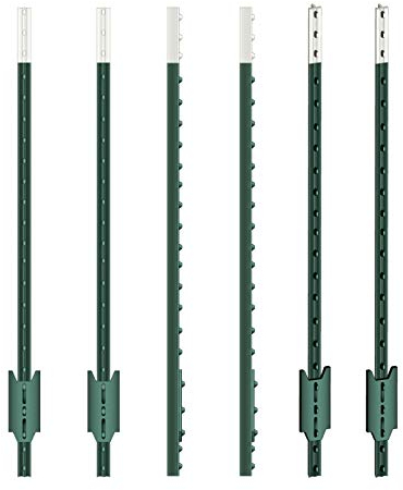 VOSS.farming T-Pfosten 182cm 100 Stück, Metallpfahl Festzaunsystem, Hochwertige Qualität Grün, T-Post, Zaunpfahl, Weidezaun