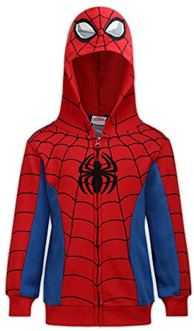 Marvel Boy's Spider-Man Full Zip Fashion Hoodie, Red/ Blue, Size 6