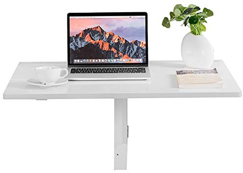 GIANTEX Wandklapptisch klein, Wandtisch Hängetisch Klappbar 80x60cm, Wandmontierter Klapptisch Esstisch, Schreibtisch Laptoptisch Wand platzsparend (Weiß)