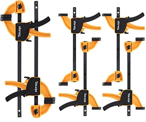 TOLESA Mini Einhandzwingen Set 6 Stück für Holzbearbeitung Mini Schraubzwingen Spanner Spannweite 152mm/101mm Spannkraft 200N Leichte Aufgabe Mini Nylon Klemmzwingen Holz Mini Klemme Lang Anhaltend