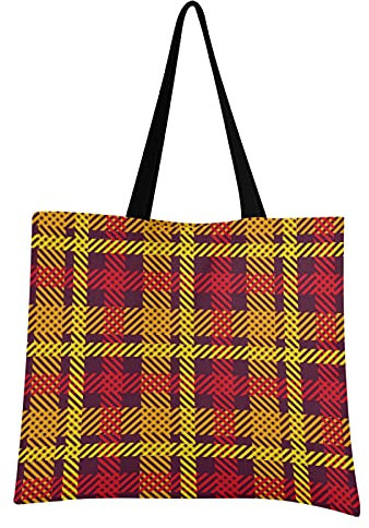 Mnsruu Klassisches Japan Gefüttertes Plaid Einkaufstasche Faltbar Groß Wiederverwendbare Einkausbeutel Einkaufstaschen mit Beutel Einkaufstüte für Gemüse Obst