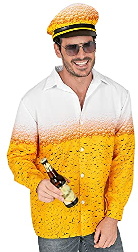W WIDMANN MILANO Party Fashion - Disfraz de hombre de la cerveza, camisa y gorra, fiesta popular, fiesta de la cerveza, disfraces de carnaval